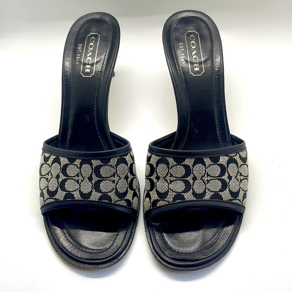Vintage Coach Logo kitten heel sandals